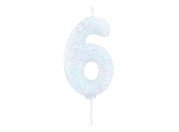 1 Nr 6 Glitter Tall - Irisiderende Støpt kakelys på pinne - 7cm