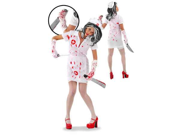 Kjole 4 deler - Zombie Sykesøster Str - S/M 