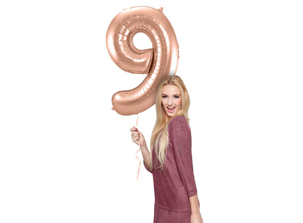 Tallballong - Rosegull 9 1 Folieballong - 86cm (34")