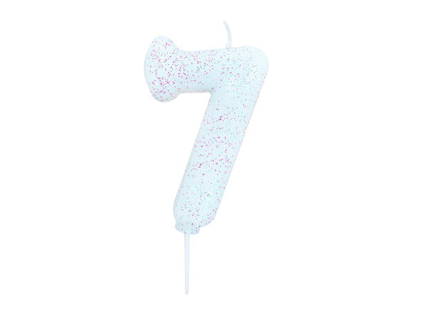 1 Nr 7 Glitter Tall - Irisiderende Støpt kakelys på pinne - 7cm