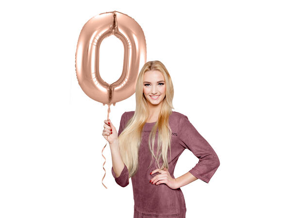 Tallballong - Rosegull 0 1 Folieballong - 86cm (34")