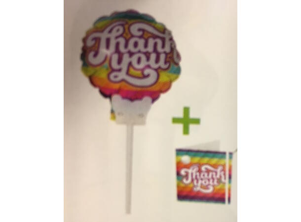Thank You 1 Mikroballong på pinne m/kort - 15cm