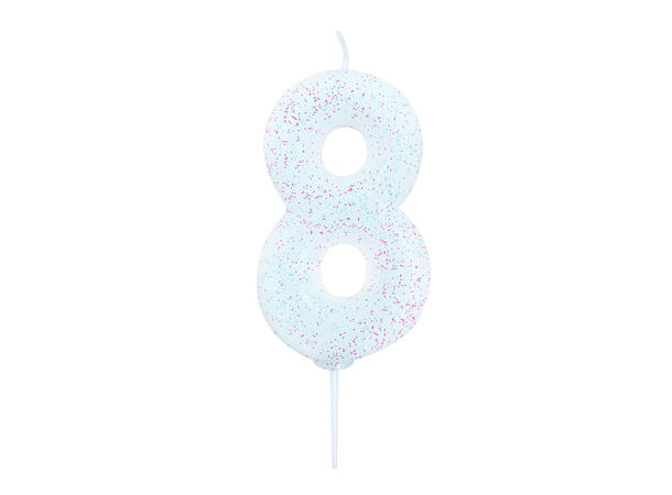 1 Nr 8 Glitter Tall - Irisiderende Støpt kakelys på pinne - 7cm