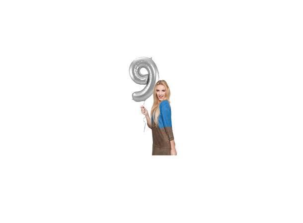 Tallballong - Sølv 9 1 Folieballong - 86cm (34")