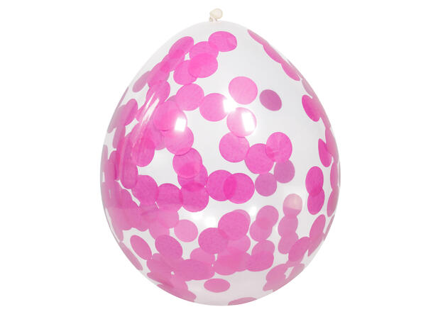Gjennomsiktig med Rosa Konfetti 4 Konfettballonger (prefilled) - 30cm (1