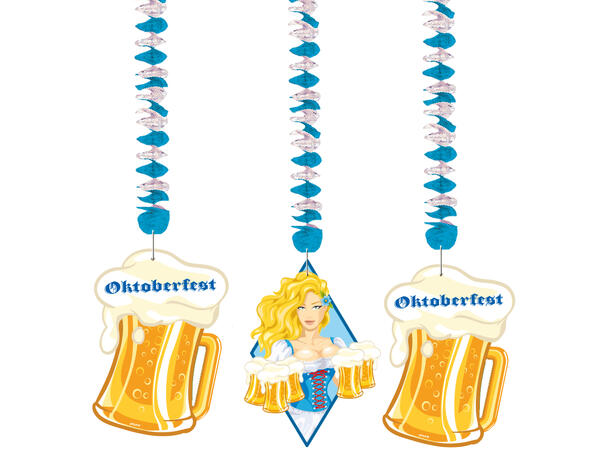 Hengende Oktoberfest Ølglass 3 Hengende Dekorasjoner i papir