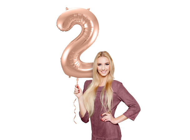 Tallballong - Rosegull 2 1 Folieballong - 86cm (34")