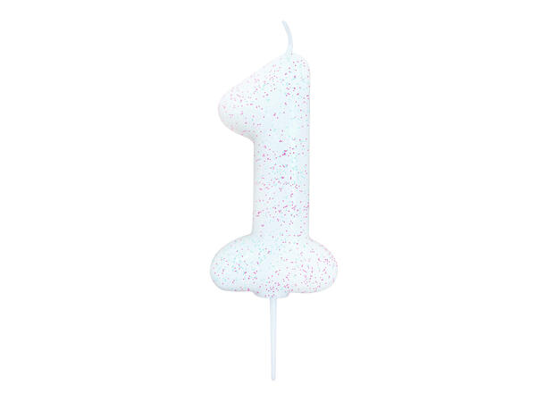 1 Nr 1 Glitter Tall - Irisiderende Støpt kakelys på pinne - 7cm