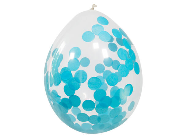 Gjennomsiktig med Blå Konfetti 4 Konfettballonger (prefilled) - 30cm (1