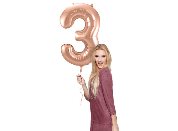 Tallballong - Rosegull 3 1 Folieballong - 86cm (34")