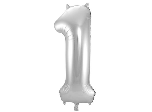 Tallballong - Sølv 1 1 Folieballong - 86cm (34")