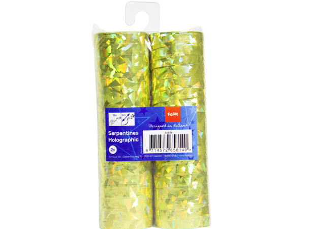 Serpentiner holografisk - Gull metallic 2 pk Serpentiner ensidig - 4m