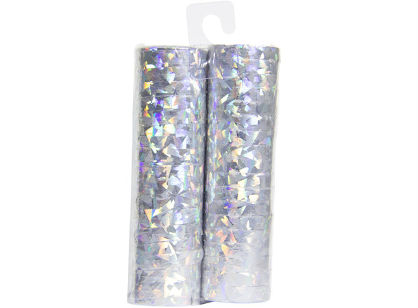 Serpentiner holografisk - Sølv metallic 2 pk Serpentiner ensidig - 4m 