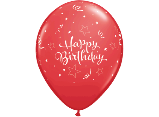 Birthday Shining Star - Red 25 gummiballonger - 28cm (11")
